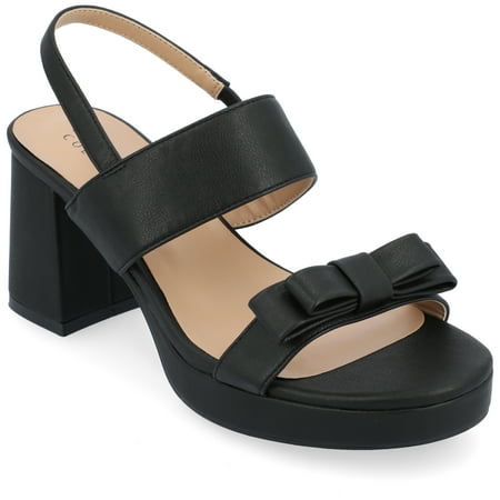

Journee Collection Womens Brookan Sling Back Covered Block Heel Platform Sandals