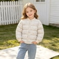 thumbnail image 5 of ITSAME Toddler Girls Winter Puffer Jacket Snap Button Cute Print Quilted Lightweight Warm Coat Beige Size 2T, 5 of 10