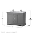 thumbnail image 6 of Wyndham Collection 48" Square-Sinks Wood Double Bathroom Vanity in Gray, 6 of 6