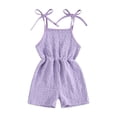 thumbnail image 2 of Aojekbee Baby Girls Summer Casual Jumpsuits Infant Sleeveless Solid Color Short Cami Playsuits, 2 of 10