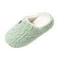 thumbnail image 2 of JUSLIO Slippers for Women Open Toe Slides Slip On Fuzzy Plush Flat Sole Non Slip Indoor House Slippers Green, 2 of 5