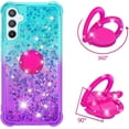 thumbnail image 3 of Clear Case for Samsung Galaxy A34 with Kickstand for Girls Women, Liquid Glitter Sparkle Bling Cute Case Gradient Quicksand Cover for Samsung Galaxy A34 JB Bluish Violet, 3 of 14