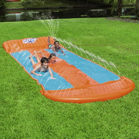 H2OGO! 18’ Triple Lane Water Slide with Ramp (Best Lawn Water Slides)