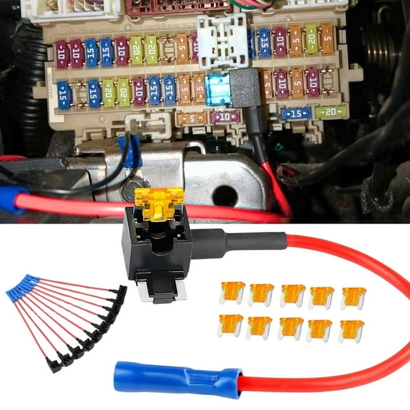 Nilight 10 Pack 12V Car Add-a-circuit Fuse TAP Adapter with 5 Amp Low Profile Mini Blade Fuse Set for Cars Trucks Boats,Multi