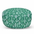 thumbnail image 1 of Floral Pouf Cover with Zipper, Retro Style Illustration of Succulents Cacti and Blooming Flowers, Soft Decorative Fabric Unstuffed Case, 30" W X 17.3" L, Sea Green Seafoam and Rose, by Ambesonne, 1 of 5