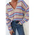 thumbnail image 1 of FOLUNSI Apricot Striped Drop Shoulder Sweater - Comfort & Style!, 1 of 8