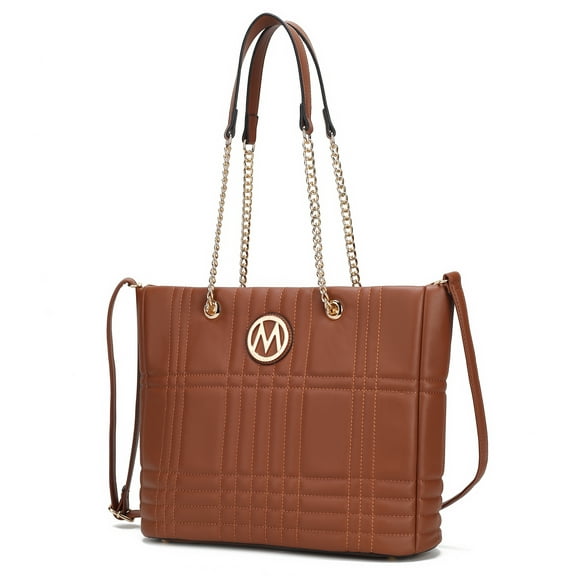 MKF Collection Alyne Vegan Leather Women's Shoulder Bag, Fashion Tote Purse Handbag by Mia K - Cognac