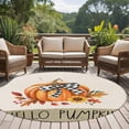 thumbnail image 4 of Round Area Rugs Collection 7 Ft, Thanksgiving Non-Slip Residential Carpet, Farmhouse Retro Orange Pumpkin Flowers Indoor Crawling Mats Runner Rugs for Living Room/Dining Room/Bedroom, 4 of 8