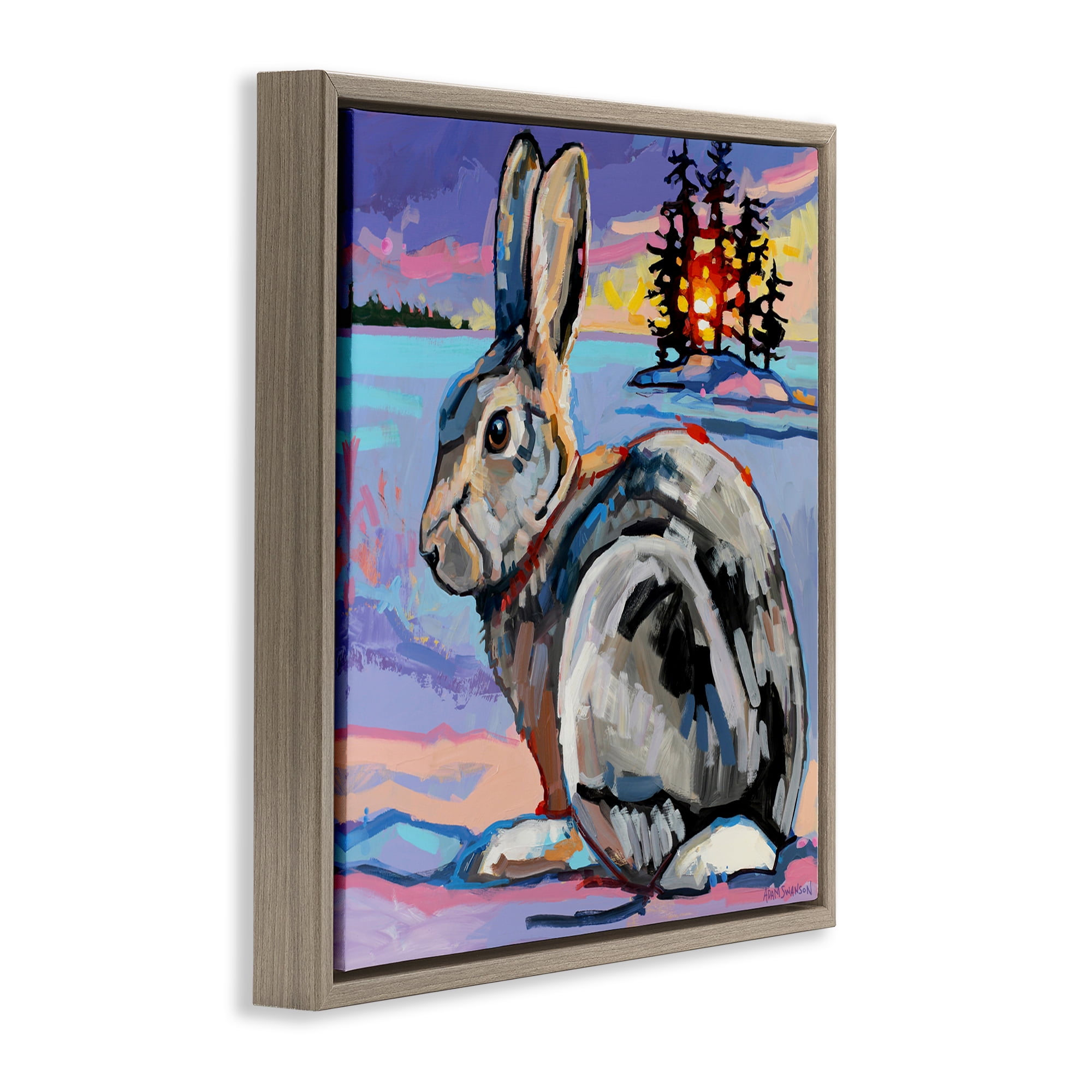 Runaway Goliath Rabbit Brown Framed Floater Canvas Wall Art, design by Adam Swanson