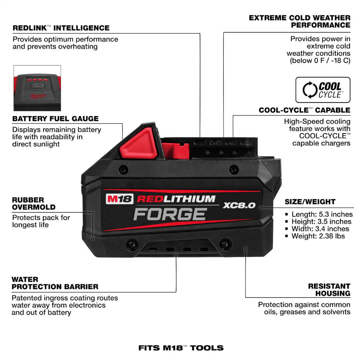 Milwaukee Tool M18 Dual Bay Simultaneous Super Charger Starter Kit with M18 18V Lithium-Ion REDLITHIUM FORGE XC 8.0 Ah Battery Pack