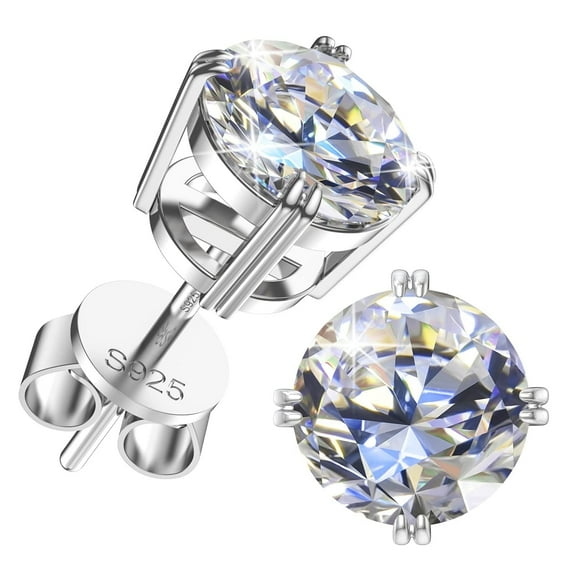 Moissanite Earrings for Women D Color VVS Lab Created Round Cut Stud Earring Sterling Silver Ear Studs,0.5 Carat
