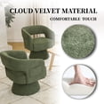 thumbnail image 2 of CRERIYO 360° Swivel Accent Chair Set of 2, Cloud Velvet Upholstered Barrel Seat with a Pillow, Round Lounge seating for Living Room, Green, 2 of 6