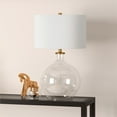 thumbnail image 2 of Henn&Hart 15" Clear Glass/Brass Glass/Fabric Table Lamp, 2 of 10