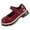 Wine, variant on Mevxay Women's Fashion Casual Trend Classic Metal Chain Round Toe Low-Top British Style Leather Shoes Mid-Heel Shoes Brown Size 9