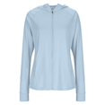 thumbnail image 3 of Nooxsoe Womens Sun Protection Hoodies Long Sleeve Athletic Jacket Shirts for Hiking Running Zip Hoodie Jacket S Hood Thumbholes Hooded Sun Shade Jacket Full Zip Woman Cardigan A1-sky Blue L, 3 of 5