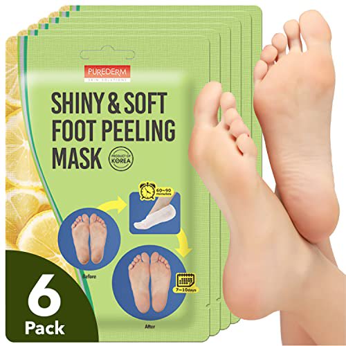PUREDERM Shiny & Soft Foot Peeling Mask (6 Pack) Exfoliating Peeling