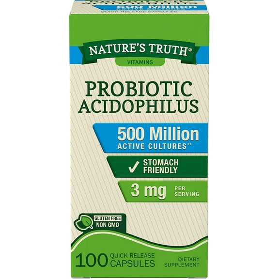 Nature's Truth Vitamins Probiotic Acidophilus 3mg Quick Released Cap, 100ct, 3-Pack