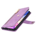 thumbnail image 5 of ELEHOLD Luxury Wallet Case for iPhone 13 (6.1") Card Slots Zipper Purse Stand Function with Crossbody Strap Wrist Strap PU Leather Shockproof Case for iPhone 13,Lightpurple, 5 of 7