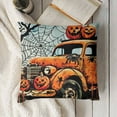 thumbnail image 3 of Happy Halloween Decorative Throw Pillow Covers Trick or Treat Pumpkin Truck Porch Patio Outdoor Pillowcase, Jack O Lantern Bat Spider Fall Holiday Cushion Case Home Decor, 3 of 5