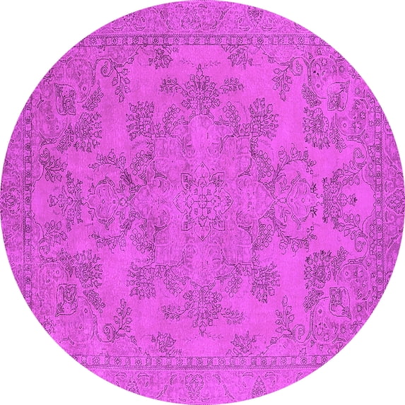 Ahgly Company Indoor Round Oriental Pink Industrial Area Rugs, 4' Round