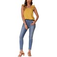 thumbnail image 2 of INSPIRE CHIC Women's Sleeveless Ruffle Trim Square Neck Solid Casual Blouse XS Yellow, 2 of 5