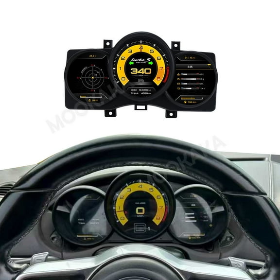 MOOKAKA Digital Dashboard Instrument Cluster for Porsche Cayman/Boxster 2005-2012 LCD Screen Virtual Cockpit Speedometer Upgrade Universal Fit Car Accessory with Linux OS