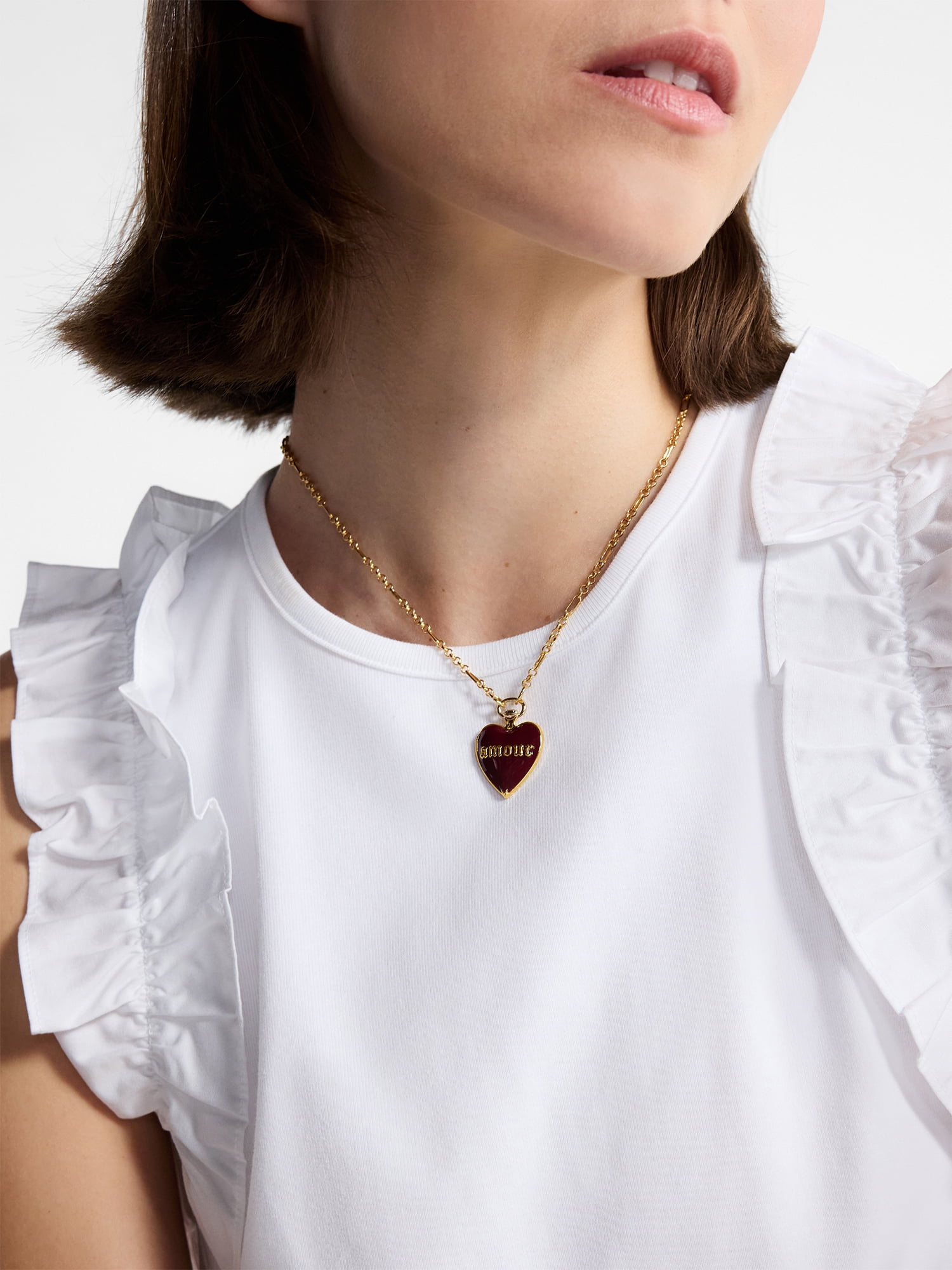 Free Assembly Women's Amour Heart Pendant Necklace, 16" + 3" Extender