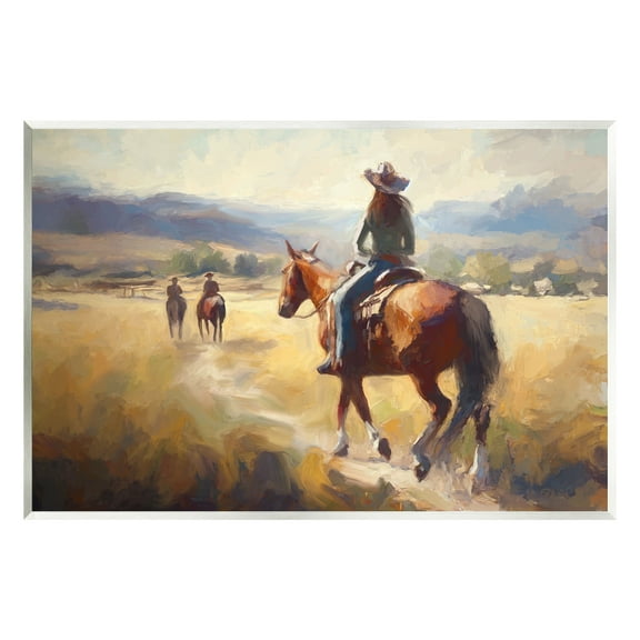 Stupell Industries Equestrian Horse Riding Scene Landscape Painting Unframed Art Print Wall Art, 15 x 10