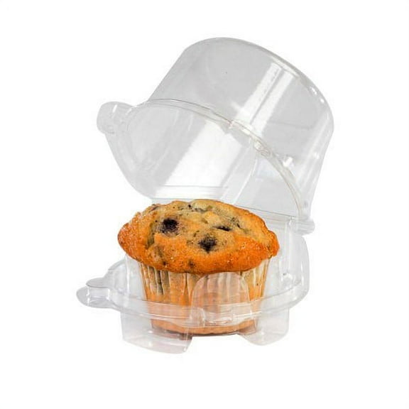 Lindar 0112 Hinged Lid Single Serve Large Cupcake/Muffin Container Clear PET | 300/Case