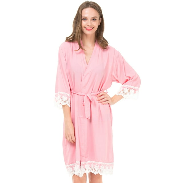 MR & Mrs Right Peignoirs Kimono pour Femme en Coton Peignoirs de Mariée et de Demoiselle d'Honneur, Fête de Mariage - Couleur Rose