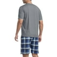 thumbnail image 4 of MoFiz Men's Checkered Pajamas Set Short Sleeve Round Neck T-shirts and Shorts with Pockets Loungewear 2-Piece for Men, 4 of 7
