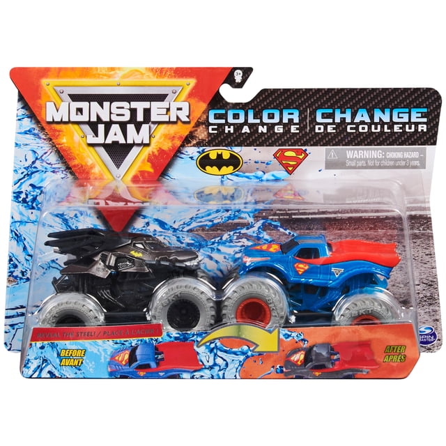 Toy Monster Jam Batman vs. Camiones de Superman que cambian de color