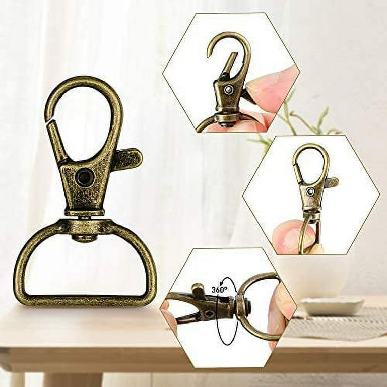 35 Pieces Swivel Clasps Lanyard Snap Hooks Keychain Clip Hook Lobster Claw  Clasp Metal Hook Clasp with D Rings for Keychain Purse Hardware Sewing  Craft Project (Bronze,25 mm) 