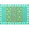 thumbnail image 1 of Ahgly Company Machine Washable Indoor Rectangle Southwestern Turquoise Blue Country Area Rugs, 2' x 3', 1 of 4