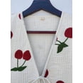 thumbnail image 6 of Handmade Cherry Print Sleeveless Red-White Jacket Cotton Drawstring Closure Upperwear for Women's, 6 of 6