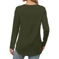 thumbnail image 4 of miqiqism Great discounts！Women Shirts Round Neck Pullover Tops Loose Tunic Blouses Solid Tees Juniors Long Sleeve Clothing Fall,Solid_Army Green,Medium, 4 of 6