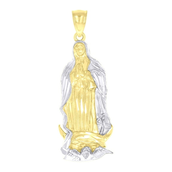 10k Two-tone Gold Mens Guadalupe Religious Charm Pendant for Men
