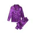 thumbnail image 3 of Woshilaocai Women Long Sleeve Silk Satin Sleepwear 2PCS Set, 3 of 6
