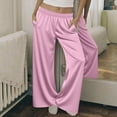 thumbnail image 2 of Simua Womens Silk Satin Pajamas Pants Casual Solid Color Elastic Waist Leisure Straight Vintage Trousers with Pockets, 2 of 6