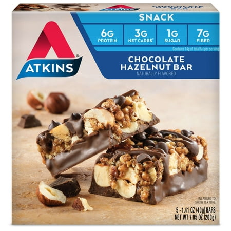 Atkins Chocolate Hazelnut Bar, 1.4oz, 5-pack (Snack)