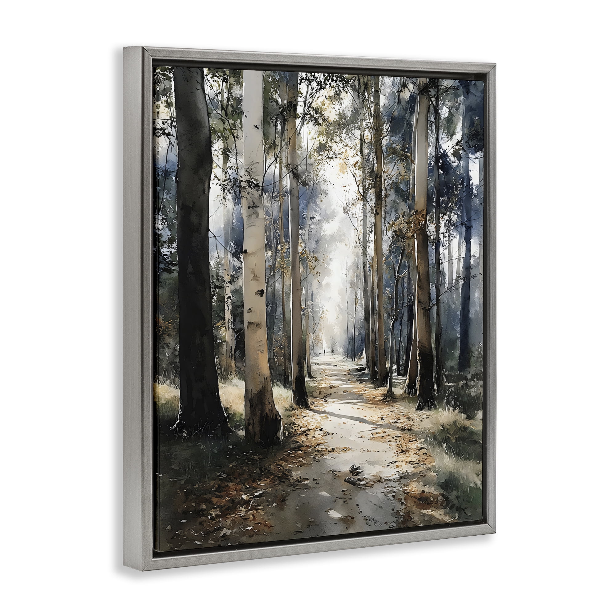 Stupell Industries Path in Autumn Light Gray Framed Floater Canvas Wall Art, design by Franklyn Gregory