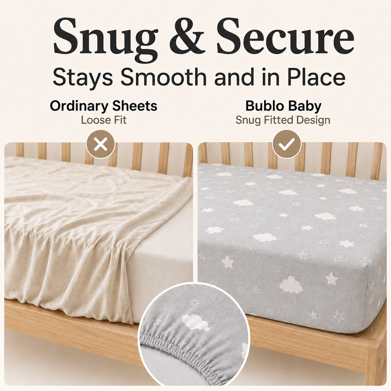 Bublo Baby Mini Crib Sheets, 100% Cotton Jersey, 2-Pack photo 4