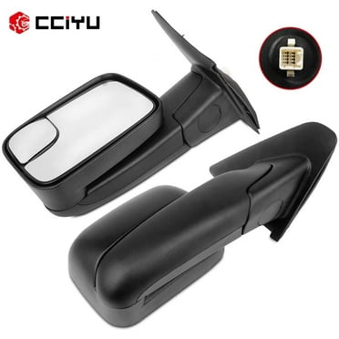 CCIYU Tow Mirrors LH Left RH Right Black Towing Mirrors Compatible with 2002-2008 for Dodge for Ram 1500 2003-2009 for Dodge for Ram 2500/3500 with Power Adjusted Heated No Turn Signal Light