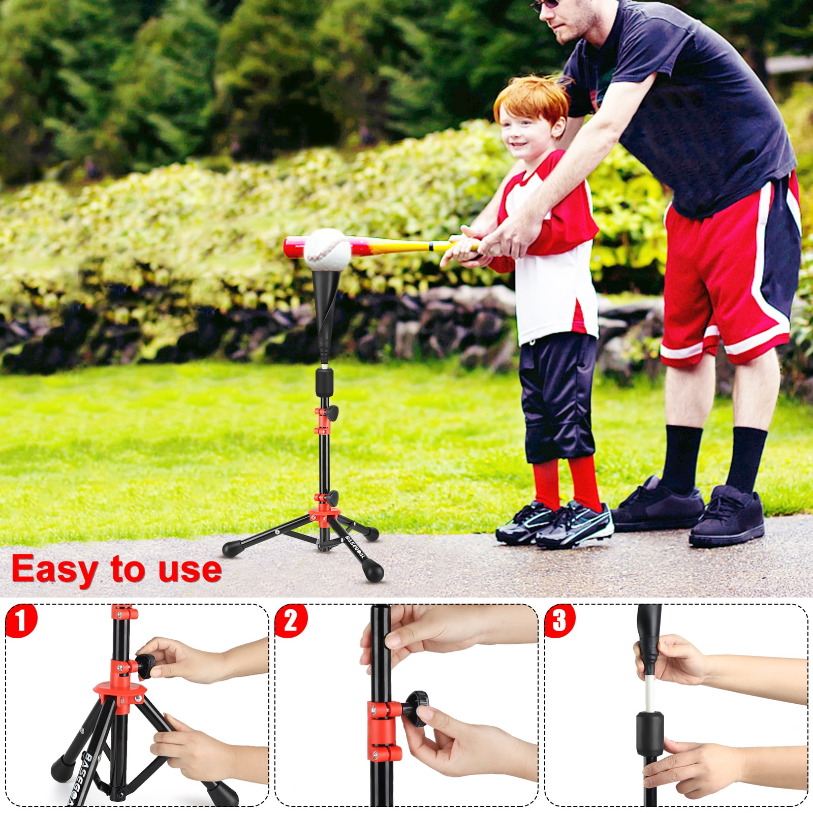 Baseball Batting Tee for Kids Back to School Stuff, Portable Softball Baseball Tees for Hitting, Extral Height Adjustable Angel, Easy to Assemble, Intensive Support Frame, Batting Training Practice