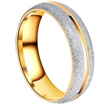 Sandblasting Stainless Steel Dome Ring for Men Women Silver Gold Wedding Band Rings with Groove Size 6-11