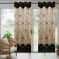 thumbnail image 3 of 2 Panels Outdoor Curtains for Patio Waterproof 54"x108" Brown Geometric Weatherproof Privacy Outsides Curtains, Modern Abstract Art Ombre Grommet Thermal Drapes for Cabana Porch Pergola, 3 of 8