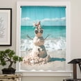 thumbnail image 4 of Coastal Snowman Christmas Semi Sheer Curtains Drapes for Living Room, Bedroom, French Doors Window 63 Inches Long, Xmas Beach Seaside Rod Pocket Chiffon Curtain Drapery Voile Draperies Panel, 4 of 6