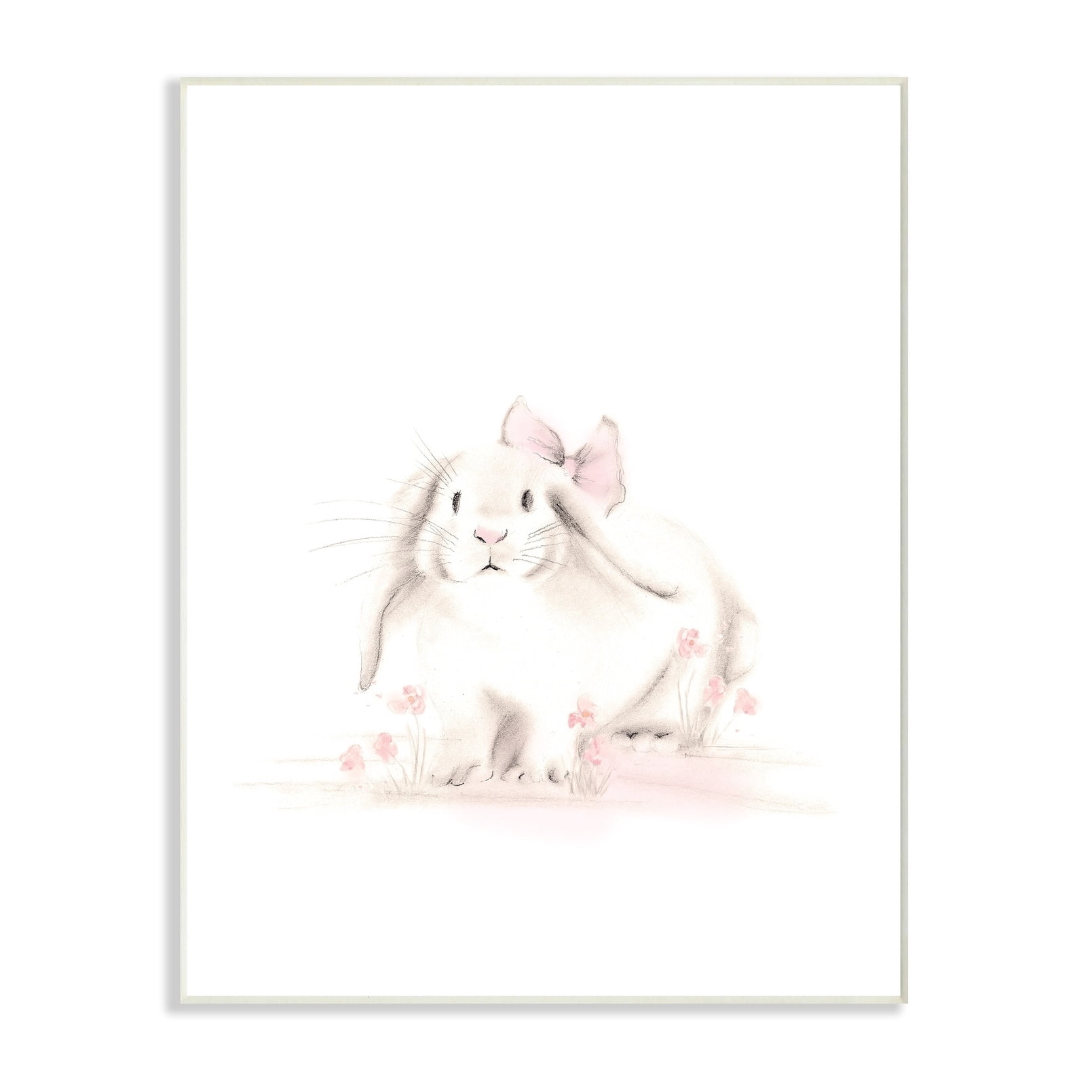 The Kids Room by Stupell Baby Bunny With Pink Bow Wall Plaque Art, 10 x 0.5 x 15