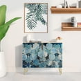 thumbnail image 2 of PixonSign Sideboard Buffet Cabinet, Kitchen Storage Cabinet with 2 Doors, Vibrant Blue 3D Square Cube Patterns, Cupboard Console Table for Dining Room - 35" L x 18" W x 29" H, 2 of 5