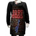 thumbnail image 1 of Music Kids Apron, Image of Alluring Neon All Jazz Sign Saxophone Instrument on Brick Wall Print, Boys Girls Apron Bib with Adjustable Ties for Cooking Baking Painting, Red Blue, by Ambesonne, 1 of 2